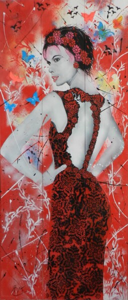 Pintura titulada "Regard de femme 2" por Francoise Souriau, Obra de arte original, Acrílico Montado en Otro panel rígido