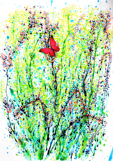 Peinture intitulée "Le Rêve du Papillon…" par Françoise Suzanne, Œuvre d'art originale, Acrylique
