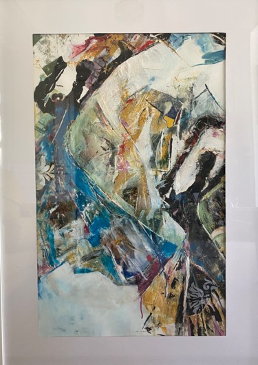Painting titled "Volutes" by Francoise Tard, Original Artwork, Collages Mounted on Cardboard