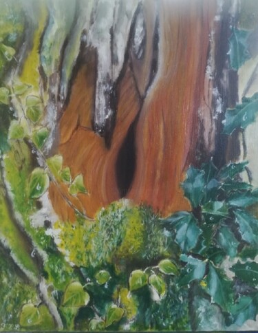 Peinture intitulée "L'arbre aux secrets" par Françoise Tsoukas, Œuvre d'art originale, Huile