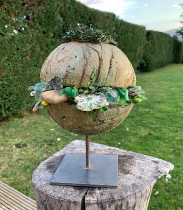 Sculpture intitulée "cactus vert sapin" par Françoise Vantaux, Œuvre d'art originale, Béton