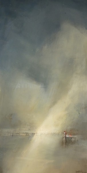 Peinture intitulée "Nieuport, le chenal…" par Françoise Bellière, Œuvre d'art originale
