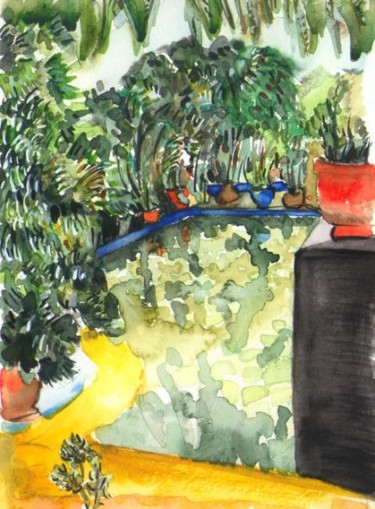 Peinture intitulée "Le Jardin Majorelle" par Françoise Bessières, Œuvre d'art originale