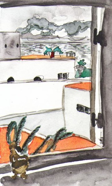 Peinture intitulée "Hotel des Surfers à…" par Françoise Bessières, Œuvre d'art originale