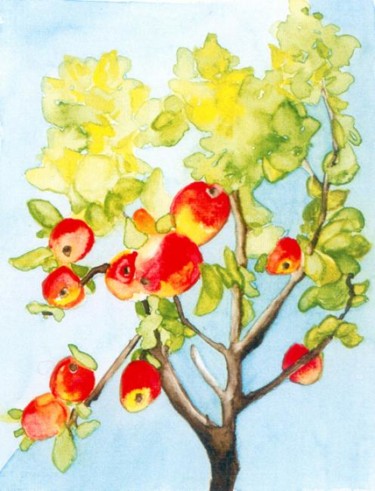 Peinture intitulée "Les pommes de Fran6" par Françoise Bessières, Œuvre d'art originale
