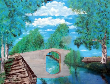 Peinture intitulée "LE PONT CANAL" par Francoise Bontemps, Œuvre d'art originale, Acrylique