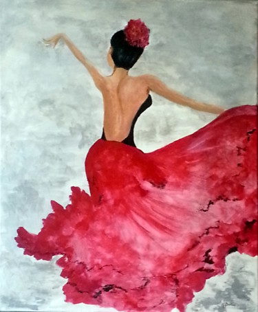 Painting titled "flamenca-2014" by Francoise Bontemps, Original Artwork, Acrylic