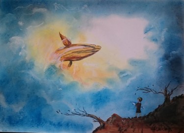 Peinture intitulée "baleine" par Francoise Bontemps, Œuvre d'art originale, Pastel