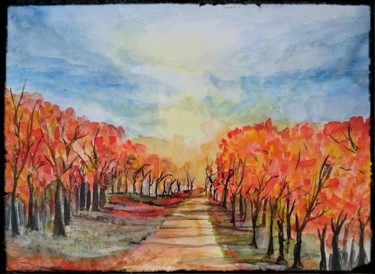 Painting titled "AUTOMNE" by Francoise Bontemps, Original Artwork, Watercolor