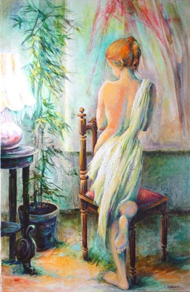 Peinture intitulée "Jeune fille à la ch…" par Françoise Hannequin, Œuvre d'art originale