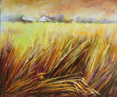 Peinture intitulée "Les blés" par Françoise Hannequin, Œuvre d'art originale