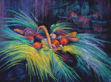 Peinture intitulée "Panier garni" par Françoise Hannequin, Œuvre d'art originale