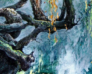 Peinture intitulée "Cascade sylvestre -…" par Françoise Hannequin, Œuvre d'art originale