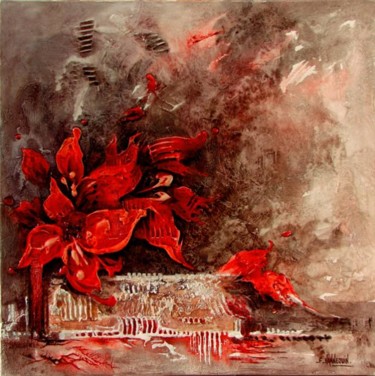 Peinture intitulée "amaryllis rouge" par Françoise Hannequin, Œuvre d'art originale