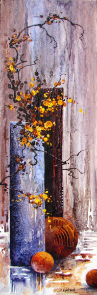 Painting titled "baies jaunes-2.jpg" by Françoise Hannequin, Original Artwork, Oil