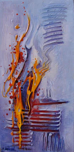 Painting titled "abstrait-8-20-x-40.…" by Françoise Hannequin, Original Artwork, Oil