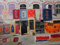 Peinture intitulée "Istanbul Rue aux ta…" par Françoise-Elisabeth Lallemand, Œuvre d'art originale, Huile