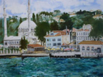 Peinture intitulée "Istanbul vue du Bos…" par Françoise-Elisabeth Lallemand, Œuvre d'art originale, Huile