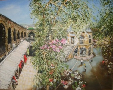 Peinture intitulée "Bursa café en plein…" par Françoise-Elisabeth Lallemand, Œuvre d'art originale, Huile