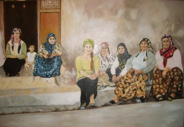 Peinture intitulée "Femmes du quartier…" par Françoise-Elisabeth Lallemand, Œuvre d'art originale, Huile