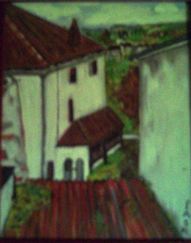 Peinture intitulée "par dessus les toits" par Sassou, Œuvre d'art originale