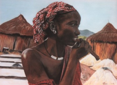 Peinture intitulée "Récolte du sel" par Françoise Mahe, Œuvre d'art originale