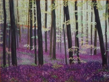 Painting titled "Sous-bois" by Françoise Mahe, Original Artwork