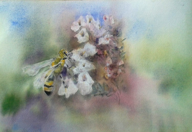 Ζωγραφική με τίτλο "abeille-poch-3.jpg" από Françoise Pillou, Αυθεντικά έργα τέχνης, Ακουαρέλα