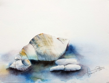 Malerei mit dem Titel "galets et bulots" von Françoise Pillou, Original-Kunstwerk, Aquarell