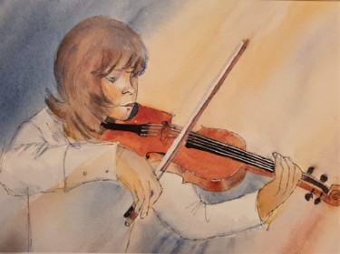 Painting titled "altiste 03" by Françoise Pillou, Original Artwork, Watercolor