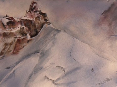 Peinture intitulée "rando neige" par Françoise Pillou, Œuvre d'art originale, Aquarelle