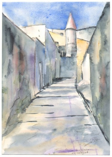 Schilderij getiteld "Hyeres les Palmiers…" door Françoise Pillou, Origineel Kunstwerk, Aquarel