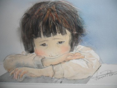 Painting titled "petit boudin au Tib…" by Françoise Pillou, Original Artwork, Watercolor