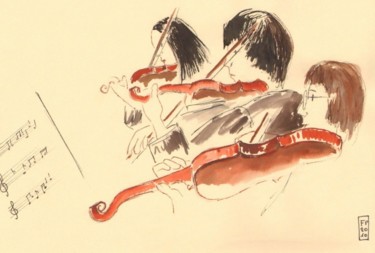 绘画 标题为“le trio d'altistes” 由Françoise Pillou, 原创艺术品, 水彩