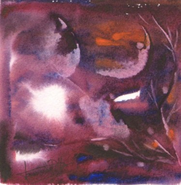 Peinture intitulée "explosion satellaire" par Françoise Pillou, Œuvre d'art originale, Aquarelle