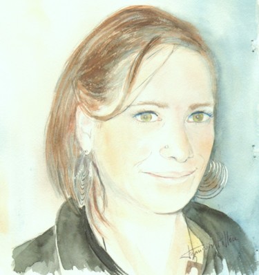 Painting titled "Gaëlle" by Françoise Pillou, Original Artwork, Watercolor