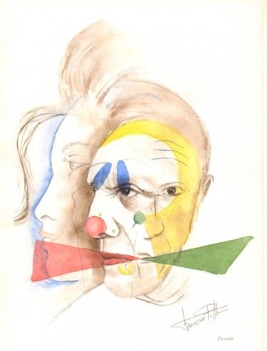Peinture intitulée "picas'sot" par Françoise Pillou, Œuvre d'art originale, Aquarelle