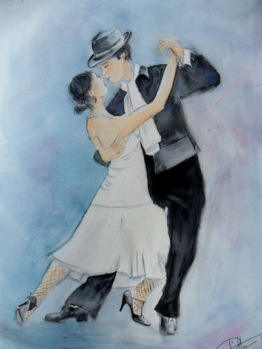 Painting titled "tangue tangue" by Françoise Pillou, Original Artwork, Watercolor