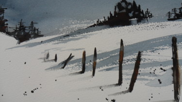 Peinture intitulée "mélancolie d'hiver" par Françoise Pillou, Œuvre d'art originale, Aquarelle
