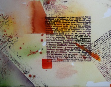 Malerei mit dem Titel "écriture" von Françoise Pillou, Original-Kunstwerk, Aquarell