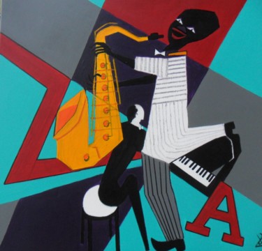 Malerei mit dem Titel "JAZZ" von Françoise Pillou, Original-Kunstwerk, Acryl