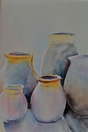 Peinture intitulée "a-fleur-de-pot.jpg" par Françoise Pillou, Œuvre d'art originale, Aquarelle