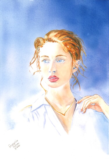 Painting titled "Beauté rousse 3" by Françoise Renou, Original Artwork, Watercolor