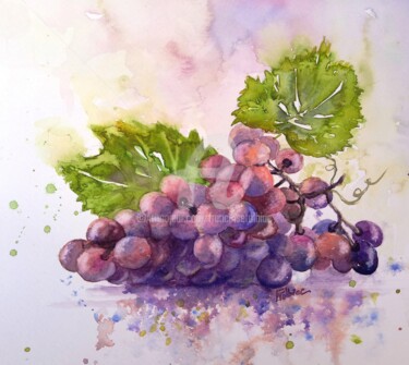 Peinture intitulée "2018-6-raisins.jpg" par Françoise Tolbiac, Œuvre d'art originale, Aquarelle