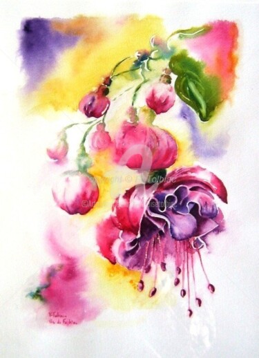 Painting titled "Vie de fushia" by Françoise Tolbiac, Original Artwork