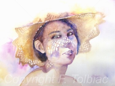 Peinture intitulée "Grains de soleil" par Françoise Tolbiac, Œuvre d'art originale, Aquarelle