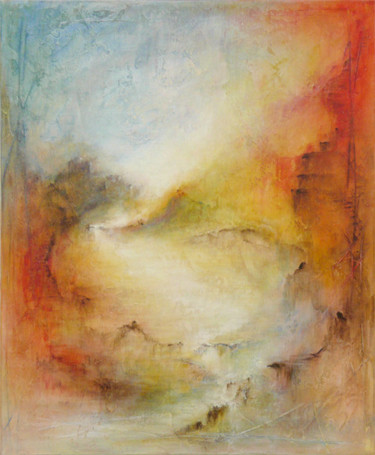 Pintura titulada "Par delà, le temps 9" por Françoise Veillon, Obra de arte original, Acrílico