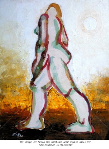 Peinture intitulée "La marche du matin" par Zia, Œuvre d'art originale, Acrylique