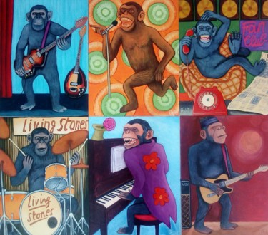 Pintura intitulada "Les Singes" por François Falet, Obras de arte originais, Acrílico