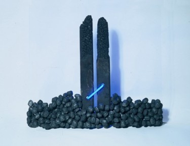 Sculpture intitulée "TWINS TOWERS" par Francois Retali, Œuvre d'art originale, Bois